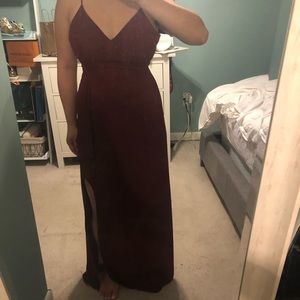 Maroon maxi dress with slit